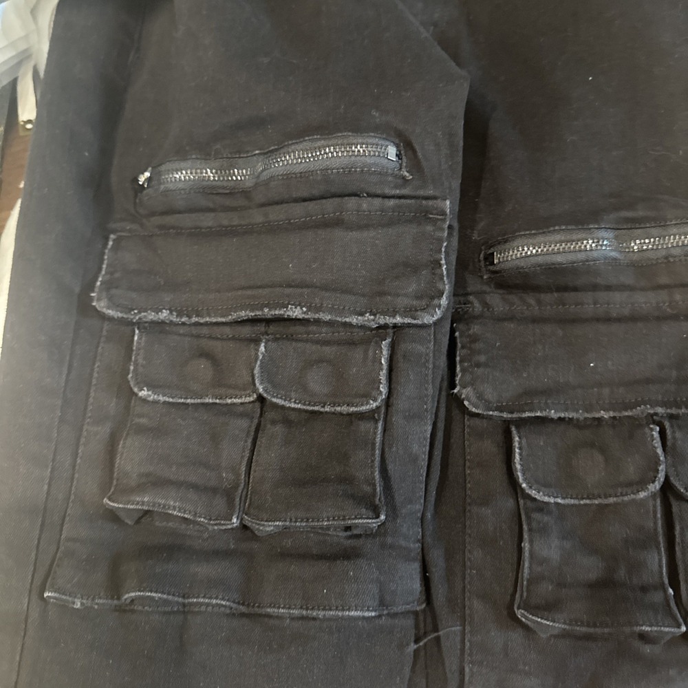 Gauge Men's Black Cargo Moto Jeans 32x28 Multi Pocket Zipper Biker Denim Pants - Picture 12 of 12